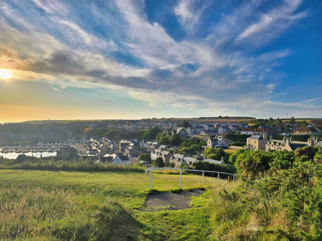 Sunset over the Findochty coastline.