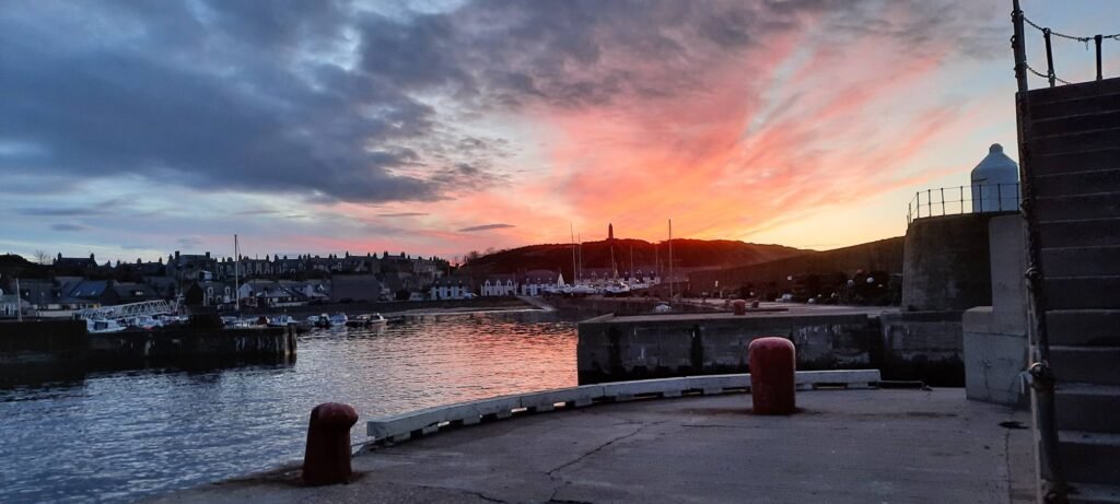 Dusk over Findochty harbour.